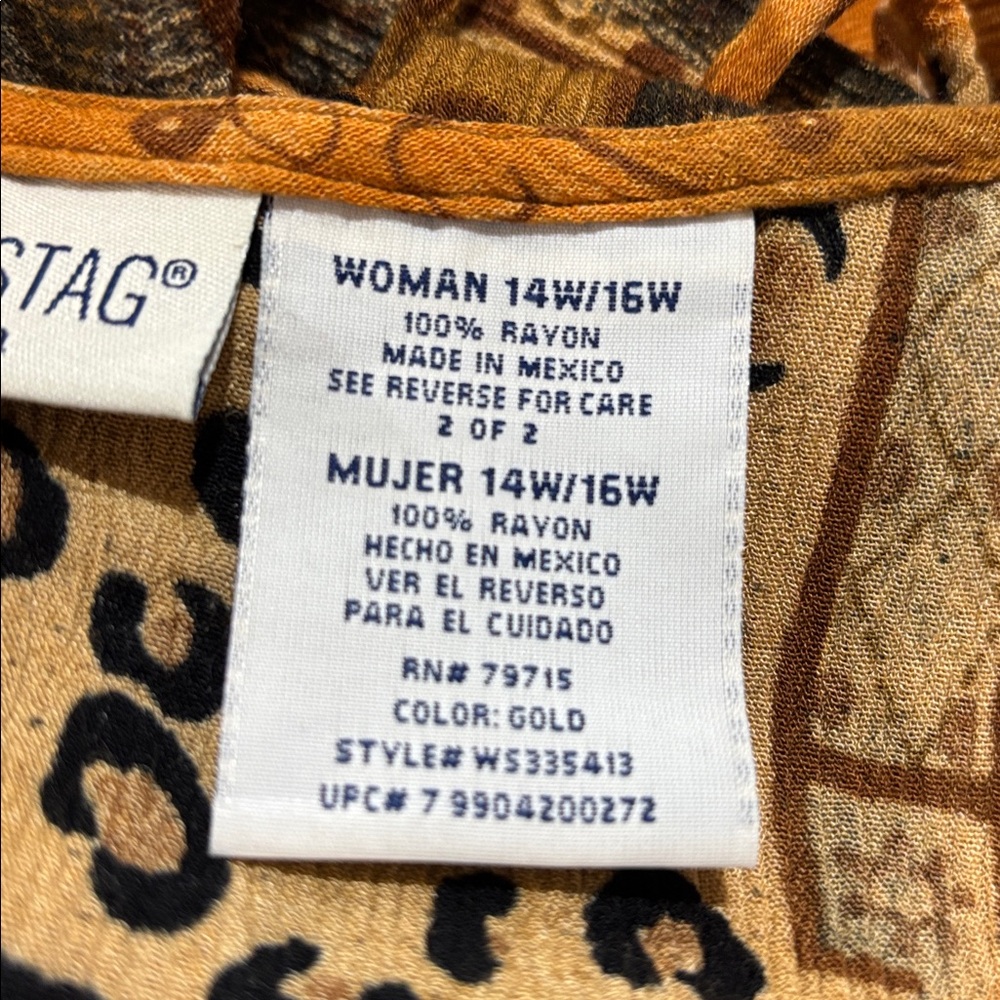 Vintage White Stag Patchwork Midi Dress - Orange and Brown - Picture 9 of 10